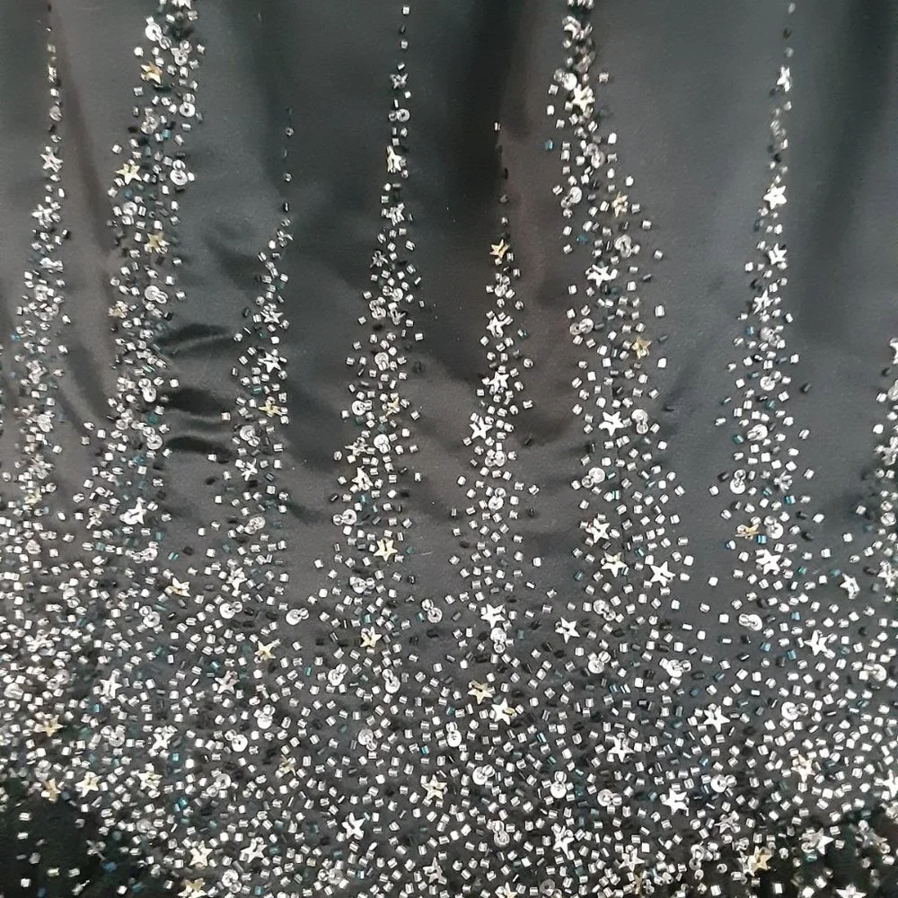 Silver and Black Starry Full-Skirted Prom Dress - Picture 2 of 7